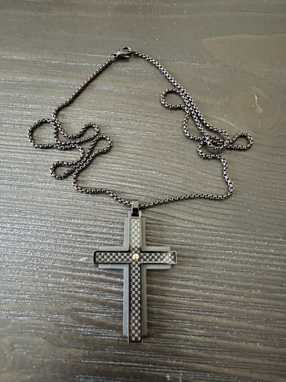 Men’s Stainless Steel Cross Pendant Necklace